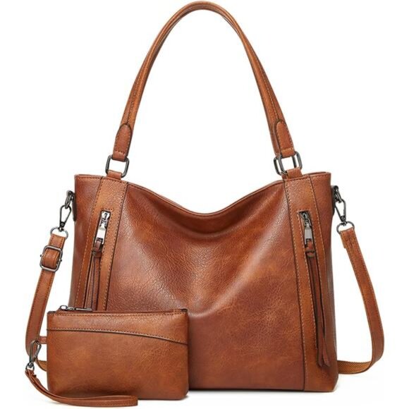 Handbags - Women Handbags 2pcs Set Brown
